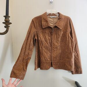 Vtg 90s/Early 2000s Y2k Faux Alligator Skin Suede Jacket Western Earthy Classic
